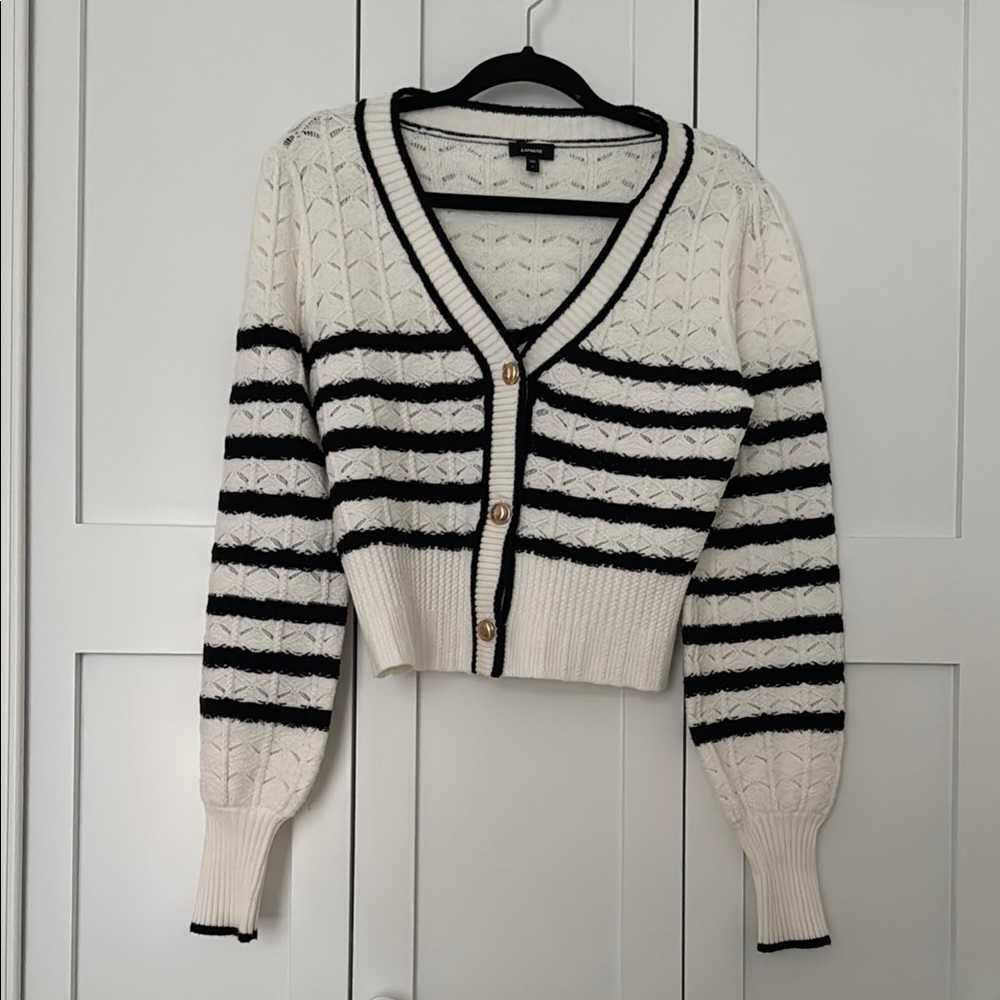 Express Black and White Cardigan Jacket